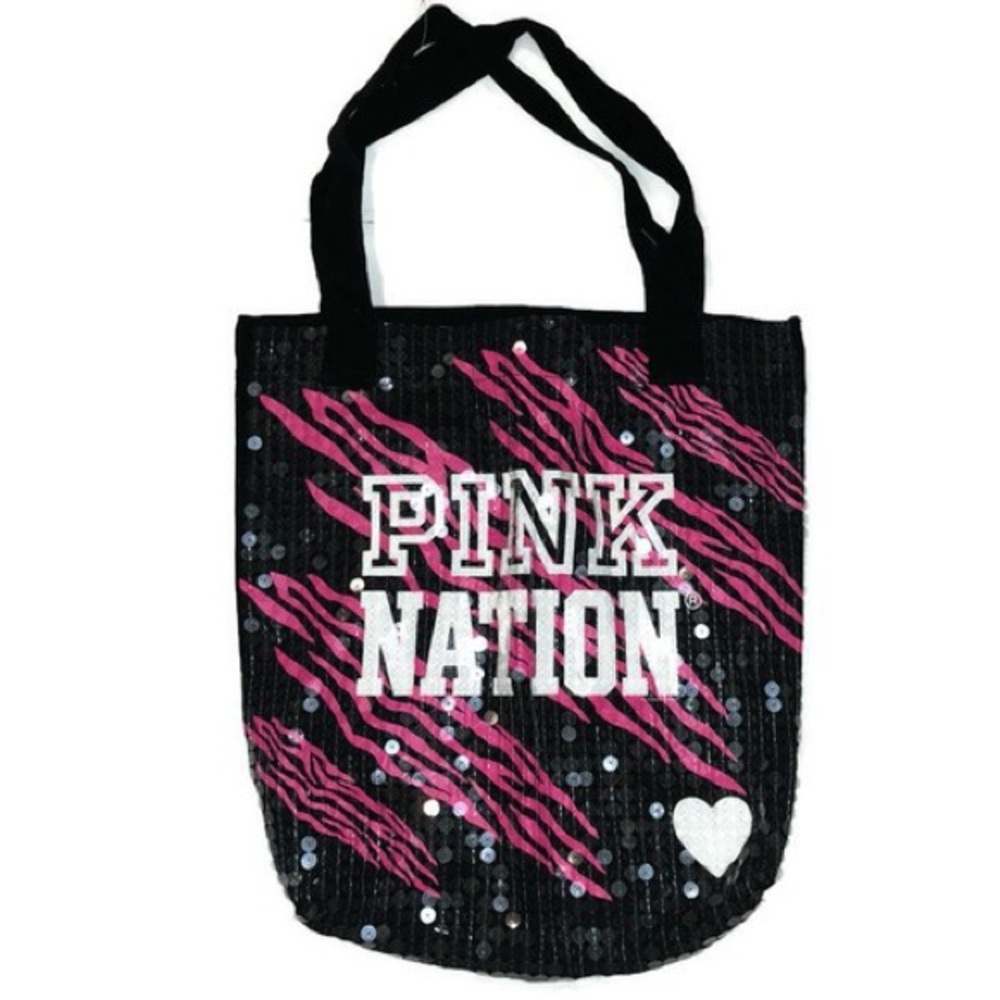 Victoria’s Secret PINK Nation Black & Pink Sequin Tote Bag